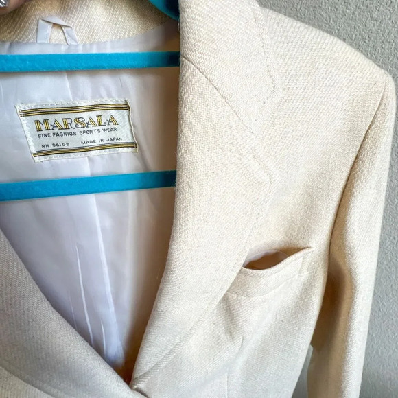 Vintage Made In Japan Ivory Cream Wool Blend Blazer marked 9/10 fits S/M - Picture 10 of 12